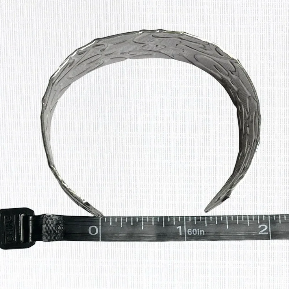 HOB Textured Cuff Bracelet Vines Scrollwork Silver Tone Stainless Steel Wide